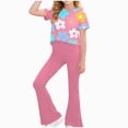 thumbnail image 1 of Kogui Teen Outfit Girls Ribbed Knit 2 Piece Outfit Set, Short Sleeve Top with Wide Leg Pants, Summer Casual Clothing Size 11-12 (Hot Pink,11-12 Years), 1 of 8