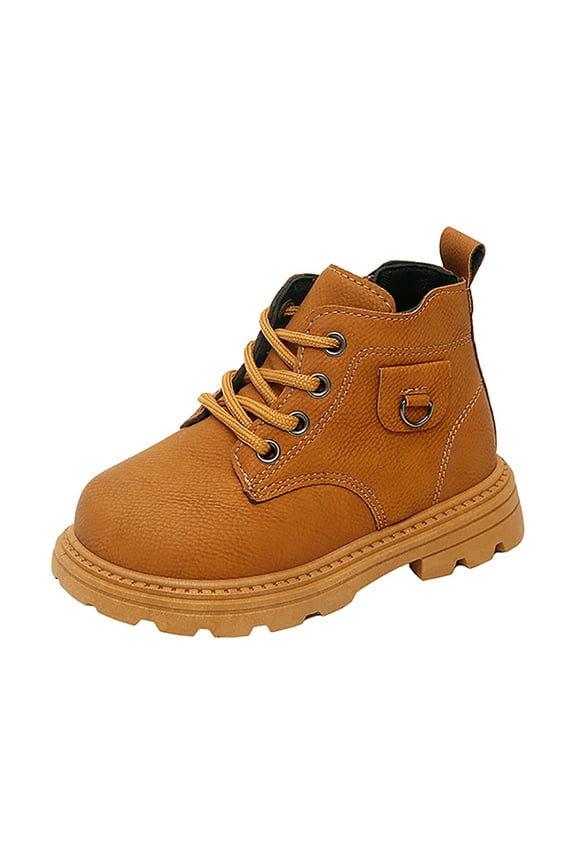 Toddler Ankle Boots Toddler Girls Boys Boots Little Kid Classic Hiking Boots Side Zipper Casual Walking Work Boots High Top Lace Up Combat Ankle Boots Size 9 (Brown,Toddler 9)