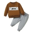 thumbnail image 1 of Kogui Toddler Baby Boy Halloween Outfits Toddler Boy Clothes Long Sleeve Sweatsuits Tops and Pants 2Pcs Boys Fall Winter Outfits Set Size 0 6 Months (Brown,0-6 Months), 1 of 7