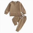 thumbnail image 1 of Kogui Toddler Boy Fall Outfit Toddler Baby Boy Fall Clothes Letter Print Long Sleeve Sweatshirt Elastic Pants Cute Kids Winter Outfits 3 6 9 12 24 Months 2T 3T 4T (Brown,18-24 Months), 1 of 9