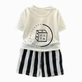 thumbnail image 1 of Kogui Toddler Boy Outfits Summer Toddler Baby Boy Outfit Short Sleeve T-shirt and Drawstring Shorts 2 Piece Clothing Sets 6 12 Months (White,6-12 Months), 1 of 3