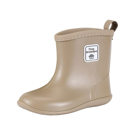 Kogui Toddler Boy Rain Boots Ankles Waterproof Low Cut Rain Boots Outdoor Rubber Boot for Kids Size 11 (Khaki,Little Kids 11)