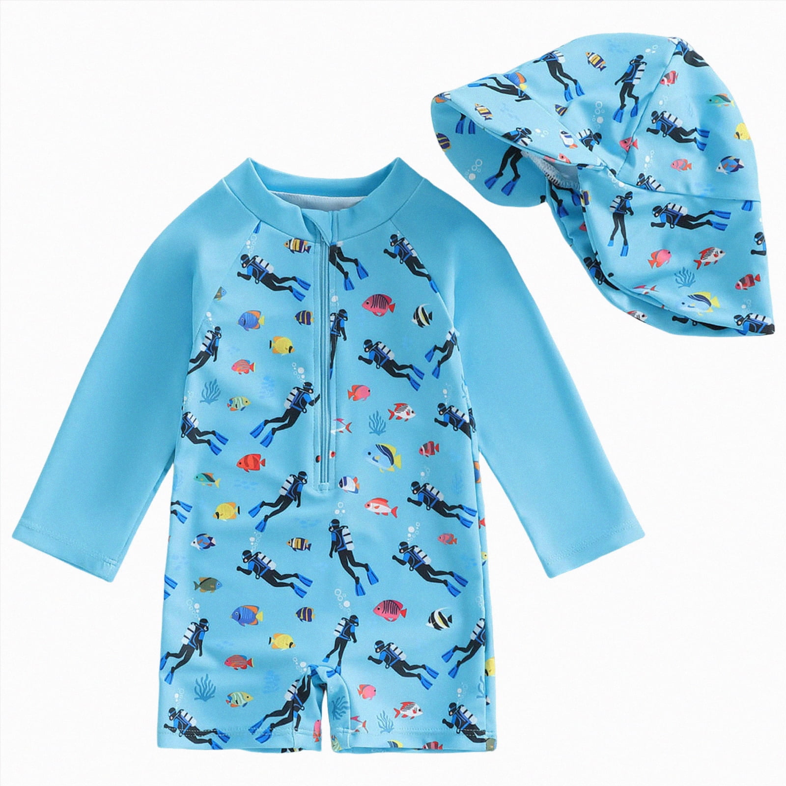 Kogui Toddler Boy Swimsuit with Hat Toddler Boy Swimsuit Rash Guard ...