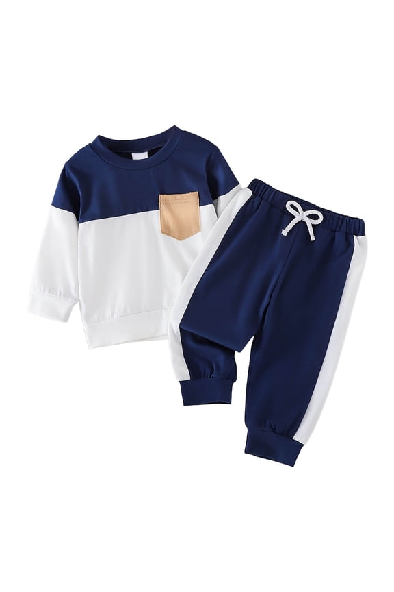 Toddler Boys Clothes Winter Baby Boy New in Town Long Sleeve Romper Long Pants Set 2Pcs Fall Winter Clothes Size 9 12 Months (Blue,9-12 Months)