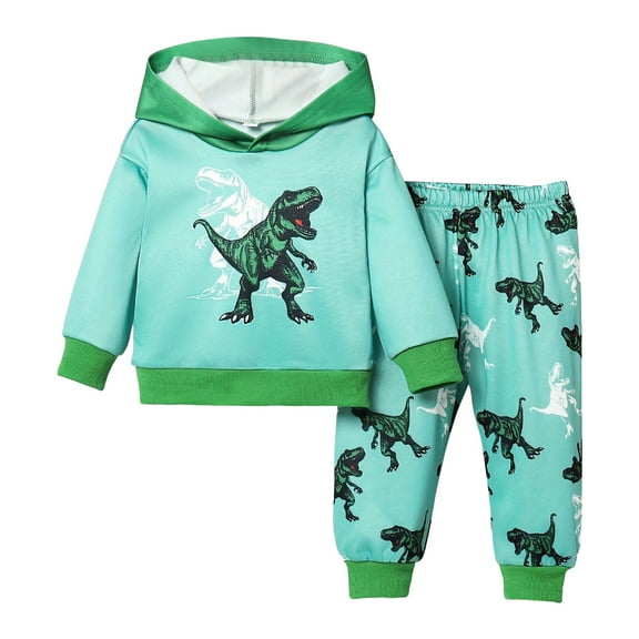 Kogui Toddler Boys Outfits Winter Toddler Infant Baby Boy Clothes Long Sleeve Hoodie Sweatshirts & Pants Set Fall Winter Outfits Size 9 12 Months (Green,9-12 Months)