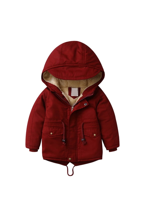 Toddler Boys Winter Coat Baby Boys Girls Winter Thick Hooded Down Jacket Warm Snow Jackets Toddler Outdoor Coat 3T 4T (Wine,3-4 Years)