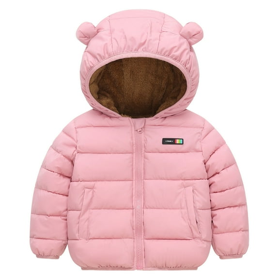 Kogui Toddler Coat Baby Kids Winter Coat Puffer Down Jacket Windproof Light Winter Jacket Hooded Outwear Size 18 24 Months (Pink,18-24 Months)