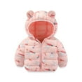 thumbnail image 1 of Kogui Toddler Coat Winter Coats for Kids Print Down Alternative Hoods Baby Girls Coat Size 4T 5T (Pink,4-5 Years), 1 of 2