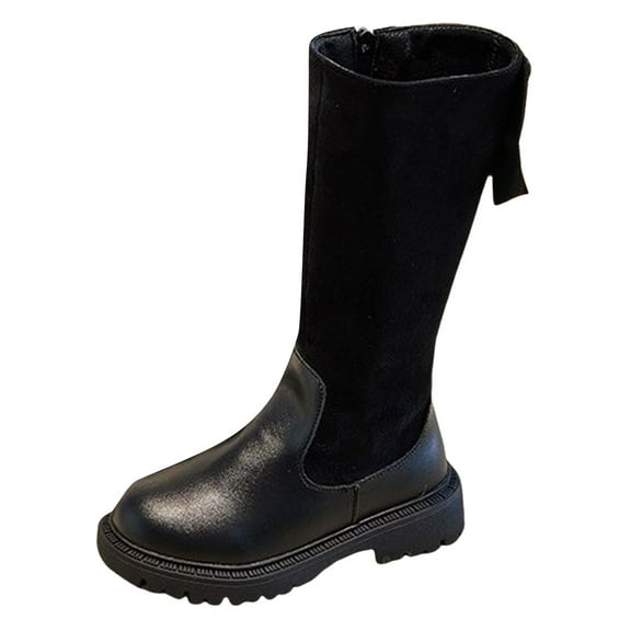 Kogui Toddler Cowboy Boots for Girls Teen Girls Knee High Fashion Riding Boots Zipper Snow Boots Shoes Outdoor Warm Knee High Boots Size 10.5 (Black,Little Kids 10.5)