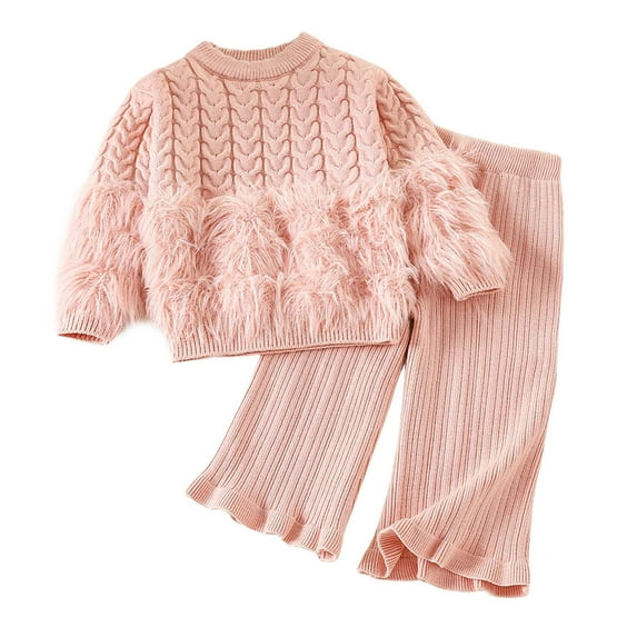 Kogui Toddler Fall Outfits for Girls Little Girls Outfits 2 Piece Toddler Long Sleeve Sweatshirt Leggings Pants Fall Winter Clothing Set 4T 5T (Pink,4-5 Years)