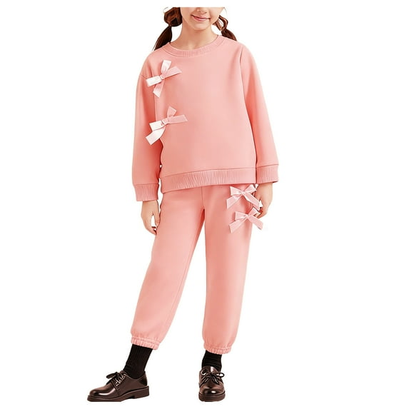 Kogui Toddler Girl Clothes Fall/Winter Fall Winter Baby Girl Clothes Long Sleeve Print Sweatshirt Pants Toddler Outfit 18 24 Months (Pink,18-24 Months)