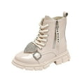 thumbnail image 1 of Kogui Toddler Girl Fall Boots Girls Ankle Boots for Toddler/Little Kids, Zipper, Low-Top, Flat Heel, Casual Size 8 (Beige,Toddler 8), 1 of 5