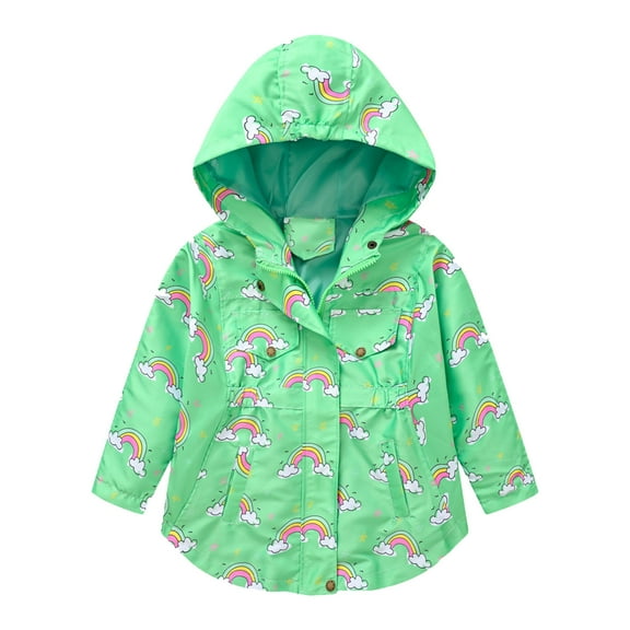 Kogui Toddler Girl Jacket Toddler Windbreaker Jacket Baby Girl Hooded Zip Up Sweatshirt Winter Jacket Zipper Long Sleeve Outwear Fall Clothes Size 4T 5T (Green,4-5 Years)