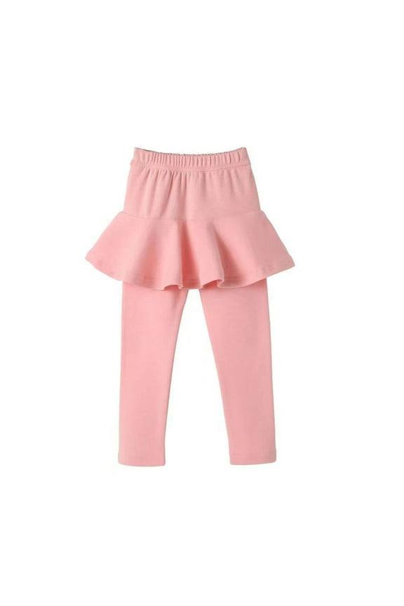 Toddler Girl Leggings Girls Leggings School Uniform Pants Ruffle Skirt Pants Warm Leggings with Skirt Size 2T 3T (Red,2-3 Years)