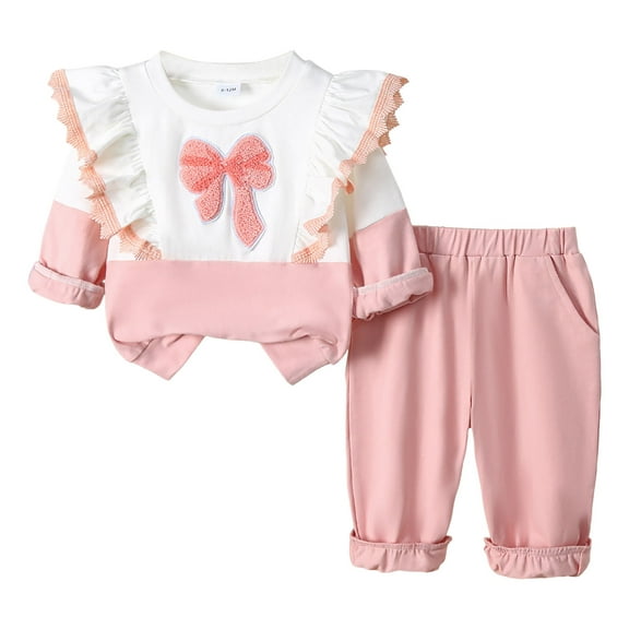 Kogui Toddler Girl Outfit Set Girls Clothes Girl Clothing Long Sleeve Top Pants Fall Winter Outfits Size 2T 3T (Pink,2-3 Years)