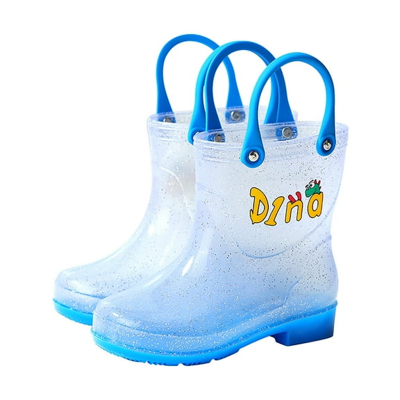 Kogui Toddler Girl Rain Boots Waterproof Rain Boots for Toddler and Kids - Boys Girls Rubber Rain Boots with Easy on Handles for Outdoor Playing Size 13.5 (Blue,Little Kids 13.5)