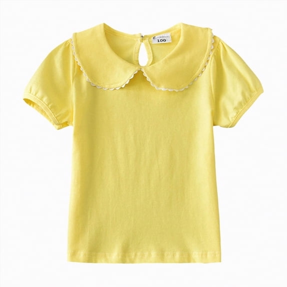 Kogui Toddler Girl Short Sleeve Shirts Toddler Girls T-Shirt Short Sleeve Shirt Print Cute Summer Tops Tees Graphic 12 18 Months (Yellow,12-18 Months)