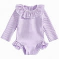thumbnail image 1 of Kogui Toddler Girl Swimsuit Toddler Baby Girl Swimsuit Long Sleeve One Piece Rash Guard Zipper Swimwear with Hat 2T 3T (Purple,2-3 Years), 1 of 6