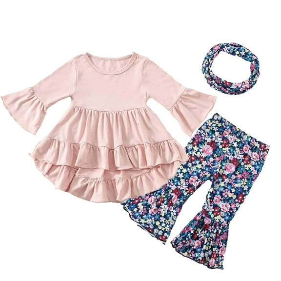 Kogui Toddler Girl Winter Outfits Toddler Girl Clothes Kid Fall Outfit Long Sleeve Shirt Top Pants Winter Clothing Set Size 4T 5T (Q,4-5 Years)