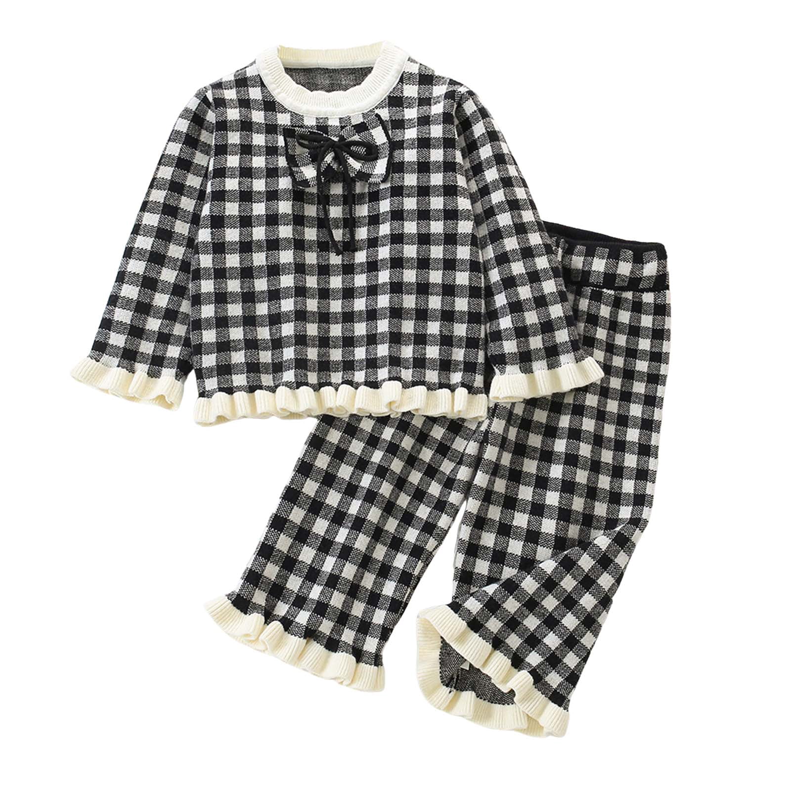 Kogui Toddler Girl Winter Outfits Toddler Girl Suit Heart Graphic Print Set - Sweatshirt & Flared Pants - 2 Piece Girls Pant Outfits Size 1T 2T (Black,1-2 Years)