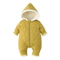 thumbnail image 1 of Kogui Toddler Girl Winter Snowsuit Down Cotton Snowsuits Fleece Lining Jumpsuits Baby Zipper Winter Coat Size 0 3 Months (Yellow,0-3 Months), 1 of 4
