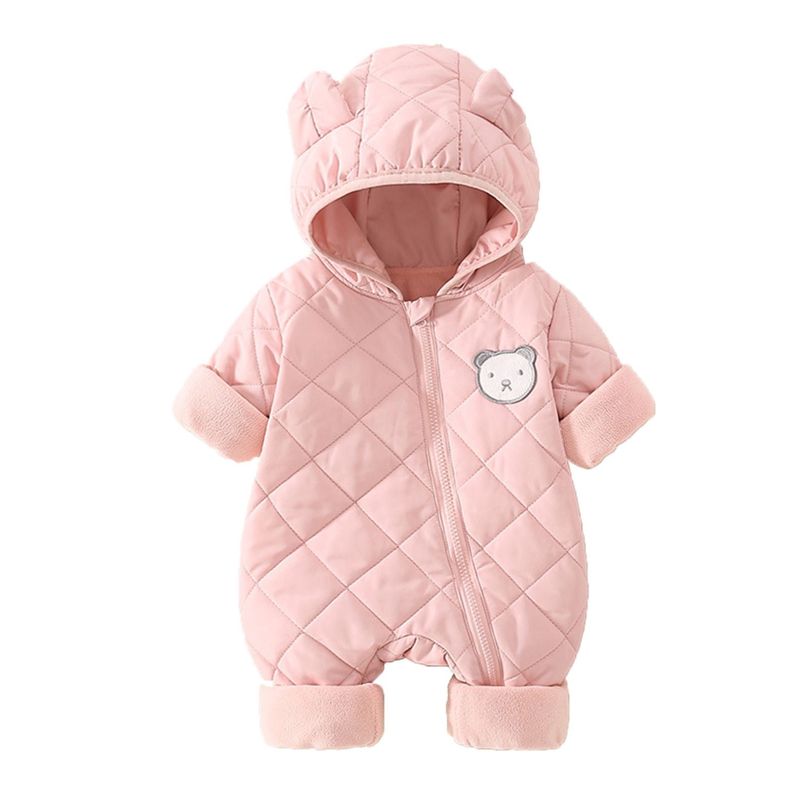 Kogui Toddler Girl Winter Snowsuit Infants' Snowsuit - Heavyweight Quilted Bodysuit - Outerwear Footed Jumpsuit Coveralls for Baby Boys/Girls Size 6 12 Months (Pink,6-12 Months)