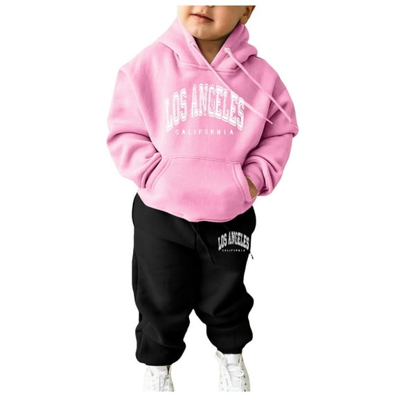 Kogui Toddler Girls Clothes Sets Girls Warm Clothing Sets Long Sleeves Pullover Hoodie Sweatshirt Hooded Top Elastic Pants 2pcs Pant Sets Size 3T 4T (Pink,3-4 Years)