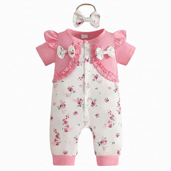 Kogui Toddler Girls Rompers Toddler Girls Clothes Romper Summer Jumpsuit Cute Adjustable Strap Girls Outfits 0 3 6 9 12 18 24 Months (Pink,9-12 Months)