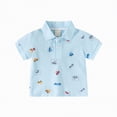 thumbnail image 1 of Kogui Toddler Golf Polo Toddler Boys Polo Shirt Short Sleeve Button Shirt Pattern Tee Boys Top Shirt Summer 5T 6T (Blue,5-6 Years), 1 of 7