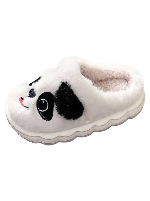 Toddler House Slippers Kids Girls Boys Ball Sports Slippers Soft Curly House Shoes Non-Slip Indoor Outdoor Slippers Size 9 (White,Toddler 9)