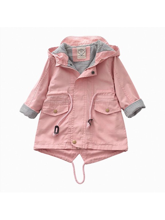 Toddler Jackets for Girls with Hood Girls Hooded Jacket Full Zip Warm Pockets Swallowtail Hem Kids Winter Coat Multicolor Sizes 2-10Y (Pink,2-3 Years)