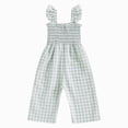 thumbnail image 1 of Kogui Toddler Jumpsuit Girl Pants Girls Jumpsuits Belted Ruffle Top High-Waisted Wide Leg Pleated Pants One Piece 6 12 Months (Green,6-12 Months), 1 of 7