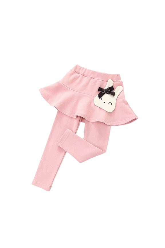 Toddler Leggings 2 in 1 Girls Leggings with Skirt High Waisted Tennis Athletic Flowy Skirted Legging with Pockets for Kid Size 4T 5T (Pink,4-5 Years)