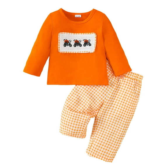 Kogui Toddler Outfits for Girls Girl Fall Clothes Print Long Sleeve Sweatshirt Tops Elastic Waist Pants 2Pcs Outfits Size 2T 3T (Orange,2-3 Years)