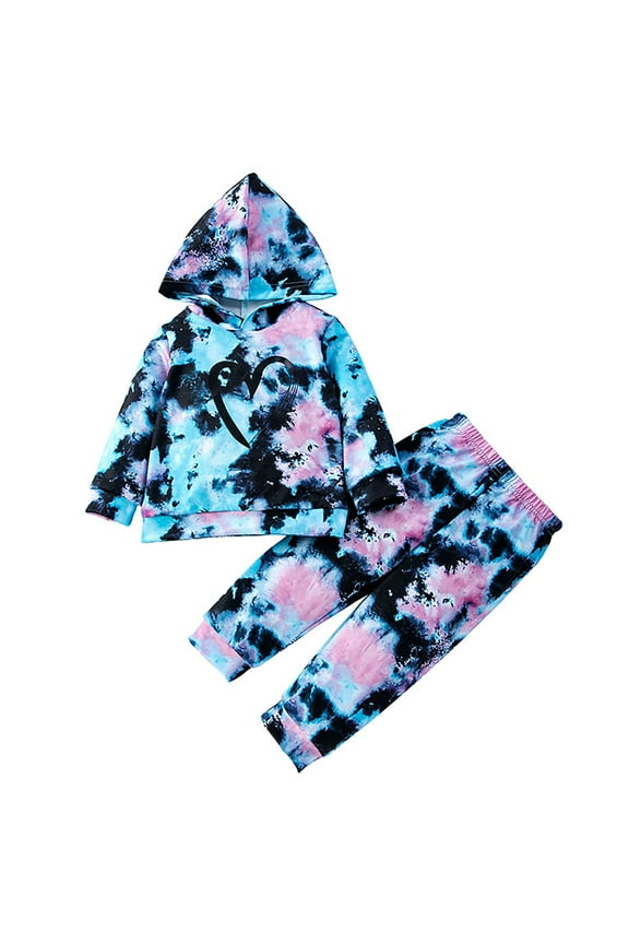 Toddler Outfits for Girls Winter Kids Girls Clothes Crop Tops Sweatshirts Sweatpants 2 Piece Fall Outfit Set Size 3T 4T (Blue,3-4 Years)