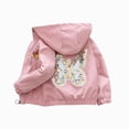 thumbnail image 1 of Kogui Toddler Rain Coat Girls Butterfly Print Hooded Jacket Windproof Zip Up Casual Lightweight Jacket for Spring Fall Sizes 1-12Y (Pink,4-5 Years), 1 of 5