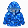 thumbnail image 1 of Kogui Toddler Rain Jacket Kids Cartoon Windbreaker Coat Zip Hooded Dinosaur Print Lightweight Raincoat Fall 1-8 Years (Camouflage,7-8 Years), 1 of 9