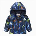 thumbnail image 1 of Kogui Toddler Rain Jacket Kids Cartoon Windbreaker Coat Zip Hooded Dinosaur Print Lightweight Raincoat Fall 1-8 Years (Green,1-2 Years), 1 of 9