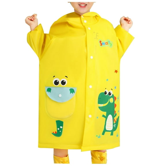 Kogui Toddler Rain Jacket Rain Ponchos Raincoats for Kids, Reusable Portable Emergency with Hood Outdoor Size 2T 4T (Yellow,2-4 Years)