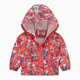 thumbnail image 1 of Kogui Toddler Rain Jackets for Girls Toddler Kids Cartoon Print Hooded Jacket Nylon Windbreaker Two Pockets Lightweight Zipper Coat for Baby Girls Sizes 12M-5Y (Red,3-4 Years), 1 of 4