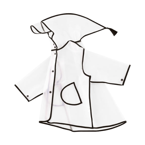 Kogui Toddler Raincoat Kids Hooded Button Down Long Jacket Bow Lightweight Raincoat Size 3T 4T (Black,3-4 Years)