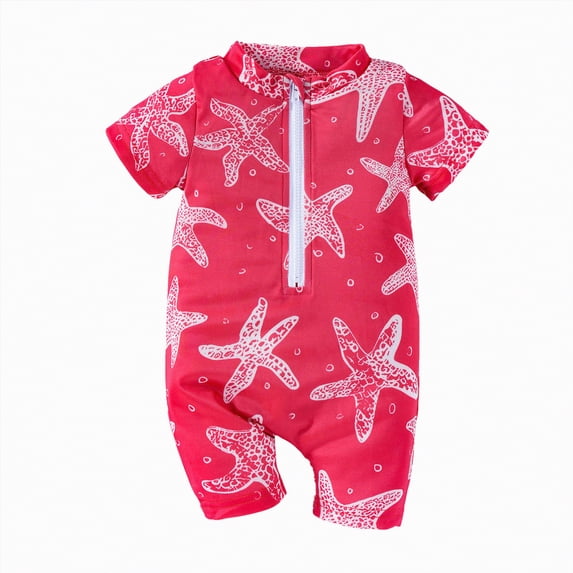 Kogui Toddler Rash Guard Boy Boys One Piece Rash Guard Swimsuit Kid Water Sport Swimsuit UPF 50+ Sun Protection Bathing Suits 6 12 Months (Red,6-12 Months)