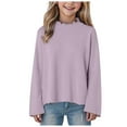 thumbnail image 1 of Kogui Toddler Shirts for Girls Baby Girls Ruffle Tops Long Sleeve Crewneck Cute Shirt Kids Thermal Tshirt Soft Basic Tee Size 12 18 Months (Light Purple,12-18 Months), 1 of 4