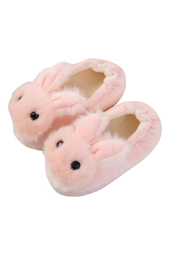 Toddler Slippers Kids Slippers Toddler Smile Face House Slippers Indoor Home Non-Slip Rubber Sole Shoes Warm Cozy Socks (Pink,19)