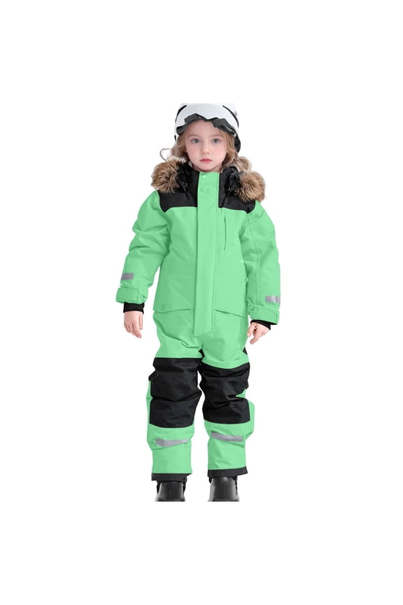 Toddler Snow Suit Girls Boys Snow Suit Kids One Piece Snowsuit Waterproof Windproof Winter Jumpsuits Overalls Snowboarding Ski Suits 3T 4T (Green,3-4 Years)