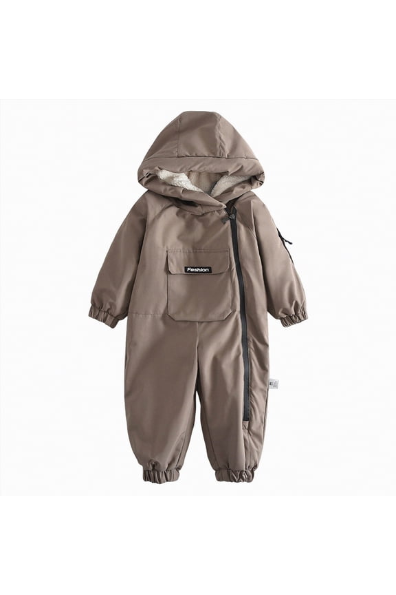Toddler Snowsuit Snow Suit for Kids One Piece Snowsuit Boys Windproof Waterproof Winter Outdoor Overalls Snowboarding Girls Ski Suits 2T 3T (Brown,2-3 Years)