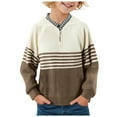 thumbnail image 1 of Kogui Toddler Sweater Boy Toddler Boys Girls Sweater Twisted Knit Cable 1/4 Zip Sweaters Outfit Baby Winter Long Sleeve Warm Soft Outwear Size 10-11 Years (Brown,10-11 Years), 1 of 8
