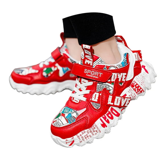 Kogui Toddler Tennis Shoes Girls Baby Shoes Girls Walking Shoes Non-Slip Toddler Breathable Sneakers Sneakers Size 2.5 (Red,Big Kids 2.5)