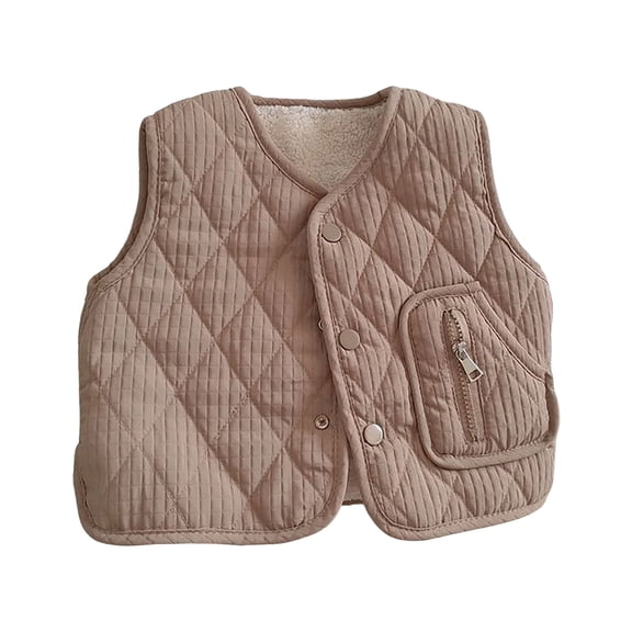 Kogui Toddler Vest Girl Baby Boys Girls Winter Vest Fleece Zip up Cute Soft Waistcoat Jackets 18 24 Months (Khaki,18-24 Months)
