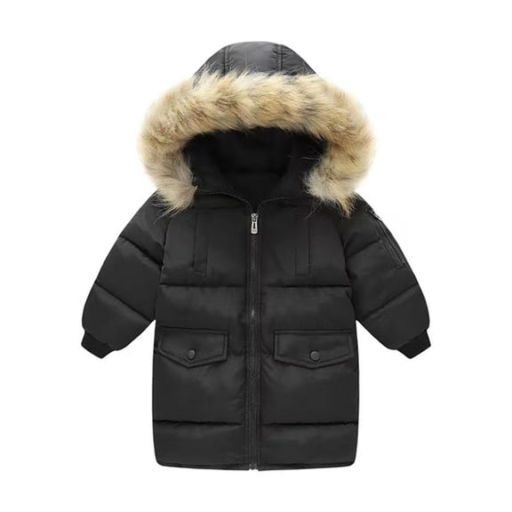 Kogui Toddler Winter Jacket Boys Jacket - Heavyweight Polar Fleece Lined Sherpa Bubble Puffer Jacket - Infant Winter Jacket 4T 5T (Black,4-5 Years)